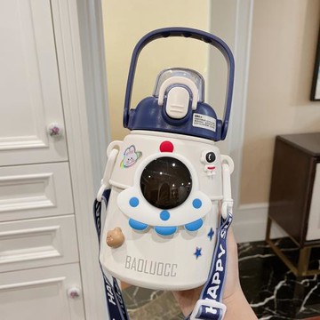 兒童宇航員保溫杯男孩高顏值學生水杯子大容量保冷吸管杯大肚水壺