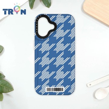 TRON iPhone 16 條紋千鳥紋 防摔太空載具殼 透白 軟硬 手機殼