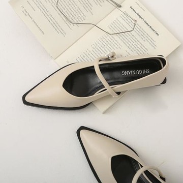 瑪麗珍低跟鞋子女2026早秋季新款白色尖頭小跟晚晚風溫柔女鞋單鞋