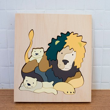 江口設計 Eguchi toys｜木製兒童動物拼圖-獅子
