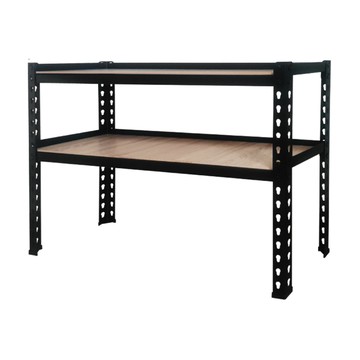 KI WISH 居家生活 黑色角鋼 免螺絲 高度可調整 雙面木紋可替換 單層平均荷重60公斤  91 x 25 x 65cm  2層