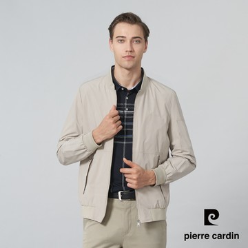 【pierre cardin 皮爾卡登】男裝 都會休閒棒球領薄夾克外套-淺卡其 (5245665-84)