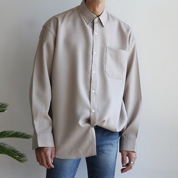 正韓熱銷款 純色素面小落肩口袋長袖襯衫 13色 YUPPIE 預購商品