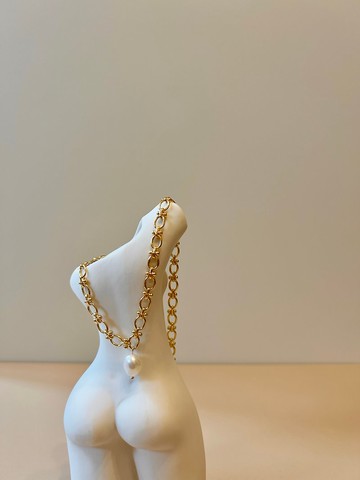 簡約歐美寬鍊條天然巴洛克淡水珍珠項鍊 | 生日 情人節禮物