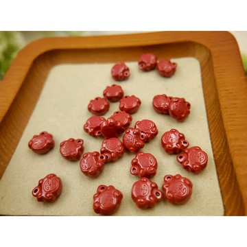 7mm帝王砂珠砂如意鎖雕刻 串珠材料 水晶文玩圓珠R40