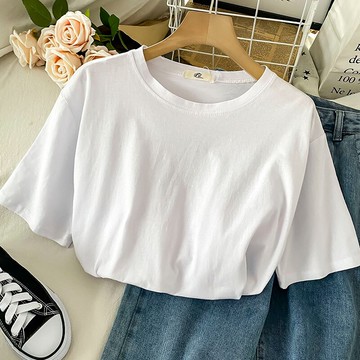 白色純棉短袖t恤女夏季新款韓風chic上衣內搭寬松打底衫潮