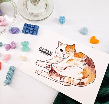 KR474_口紅堂明信片_三花貓6_candy1313588 postcard