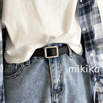 美木子｜皮帶｜無孔皮帶【BT138】無孔 方框 金屬框 多色 腰帶 小腰適合 黑色皮帶 百搭 休閒 復古腰帶