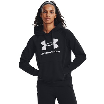 UA 品牌日精選【UNDER ARMOUR】女 Rival Fleece Big Logo 連帽長袖套頭衫 1379501-001