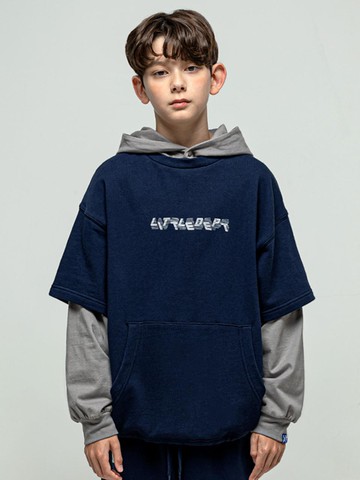 Triple-Knit Layered Cotton T-shirt [Navy]
