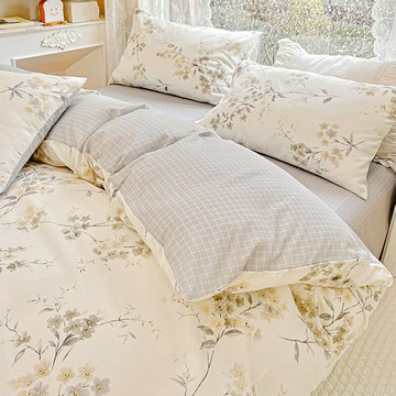 春夏季新品純棉四件套100全棉被套床單學生宿舍三件套田園風床品4