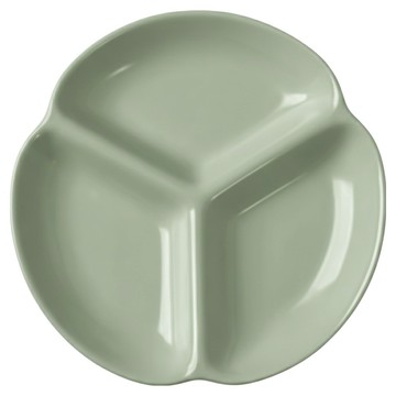 Homely Zakka 北歐三葉形陶瓷分隔餐盤  奶油綠  1個