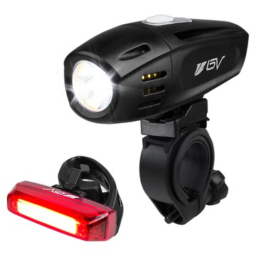 BV自行車燈前後燈組L819 USB充電式 含快拆扣帶、尾燈夾 黑色 安全照明  1組