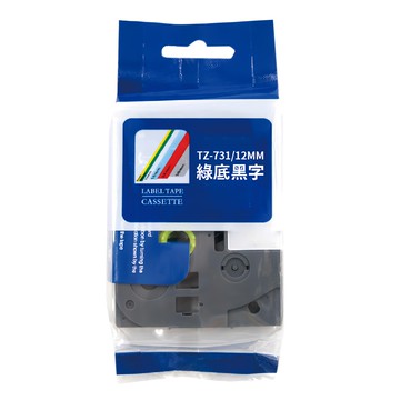 NEXTPAGE 台灣榮工 護貝標籤帶 TZ-731 綠底黑字 12mm 適用PT系列標籤機