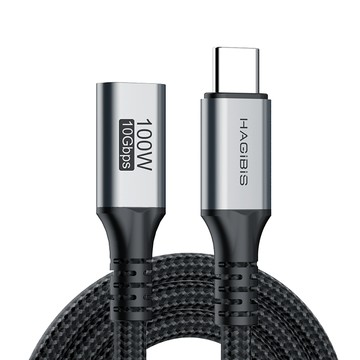 HAGiBiS 多功能Type-C公 to C母 USB 4編織網傳輸延長線1.2M(UC32Y-1.2M)