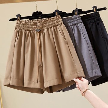 闊腿褲夏女2025新款高腰顯瘦西裝褲褲子休閑褲寬松松緊腰外穿短褲