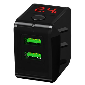 POLYWELL 寶利威爾 12W LED數顯自動斷電快充頭 PW15-T05-A057  黑色  1個