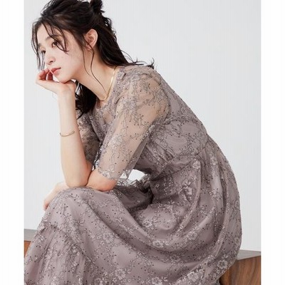 Fashion Letter Fashion Letter ワンピース パーティードレス レース 総レース ウエストマーク 切り替え ロング丈 フレア 袖あり 半袖 5分袖 シアー ロングドレス オケージョン 1 5次会 春 夏 秋 冬 二次会 謝恩会 成人式 同窓会 女子会 お呼ばれ 二の腕カバー M L ピンク