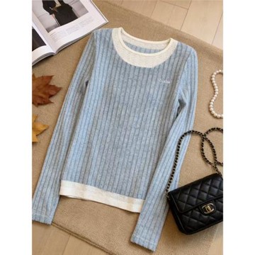 2025春季新款胖mm顯瘦針織坑條紋理打底衫內搭長袖上衣大碼女裝