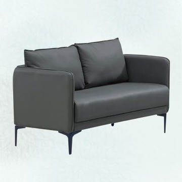 文創集 蓋利卡灰色貓抓皮革二人座沙發椅-116x68x65cm免組