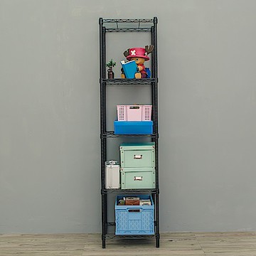 dayneeds 輕型 45x45x180cm五層鐵架(烤漆黑) 波浪架/收納架/置物架