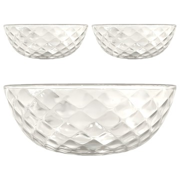 TOYO-SASAKI GLASS 東洋佐佐木 3件組  大缽  17 x 6.5cm  玻璃 透明色  1組