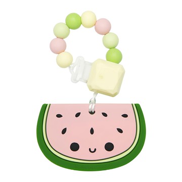 Loulou Lollipop 水果家族 固齒器奶嘴鍊組 - 食用級矽膠  鏈夾 + 固齒器  粉嫩西瓜  1個