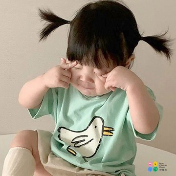 夏季新款兒童百搭短袖純棉T恤裝男童女上衣韓版嬰幼韓版男女童夏季薄款百搭上衣 男女童洋氣半袖 男女童新款時髦短袖