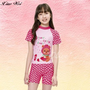 梅林品牌 流行女童短袖二件式裙款泳裝 NO.M35608