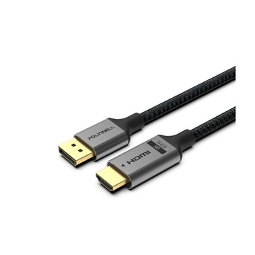 POLYWELL DP轉HDMI 鋁合金編織線 8K60Hz /3米