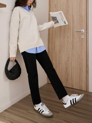 彈力素面後鬆緊九分牛仔褲