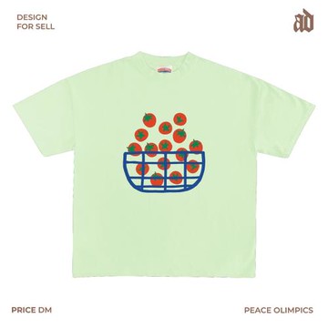 230G 輕薄正肩款 番茄籃子印花T恤簡約蔬果圖案可愛俏皮原創短袖