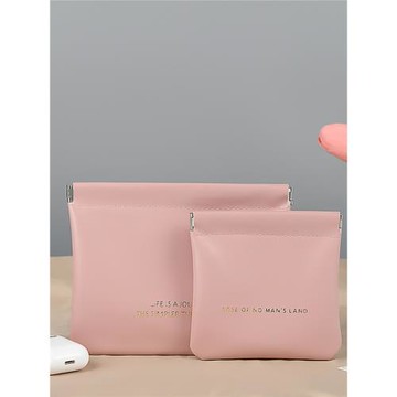 彈片收納包自動閉合有線耳機收納袋PU零錢包迷你便攜式口紅化妝包