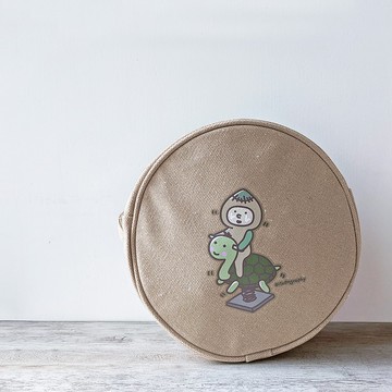【Pinkoi 獨家發售】布仔 彈弓烏龜仔 卡其色  /  圓形厚帆布包