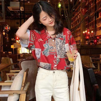 柄シャツ 半袖 ペイズリー柄 総柄 アート レッド ゆったり トップス ダンス 衣装 ヒップホップ コスチューム 韓国ファッション 大きいサイズ 通販 Lineポイント最大get Lineショッピング