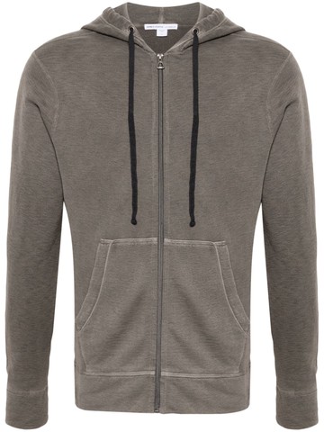 James Perse - zipped jersey-fleece hoodie - men - Cotton - 1 - Brown