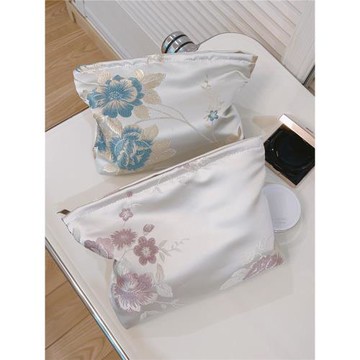 素雅文藝國風提花手拿包梅花化妝包女拉鏈帆布居家旅行洗漱收納袋