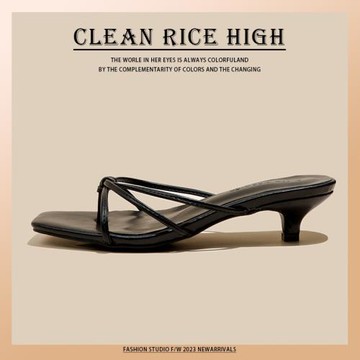 拖鞋女外穿精致2025夏季不累腳絕美法式氣質黑色貓跟低跟沙灘涼鞋