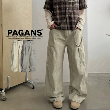 【PAGANS STORE】 美式 復古 重工 側口袋 工裝 皺褶 做舊 剪裁 軍裝 牛仔褲 彎刀褲 彎刀 牛仔 長褲