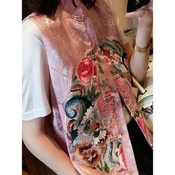 秋裝復古民族風中式繡花馬甲女外穿設計感小眾盤扣馬夾薄背心上衣