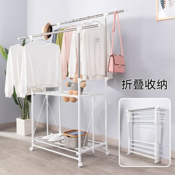 落地折疊晾衣架 不銹鋼室內涼衣服架子家用曬衣架陽臺曬被架 雙11全館免運