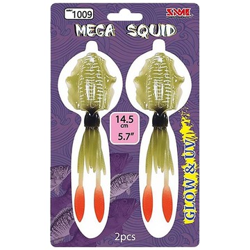 SAME 莎美 極致擬真軟絲假餌 1009 Mega Squid 14.5cm 發光 UV  SSB-03B145-1009  1個
