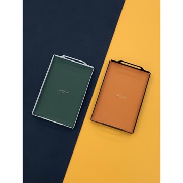 北歐ins家用加厚鐵藝拼皮墊收納盤茶杯托盤軟裝點心野餐盤金屬盤