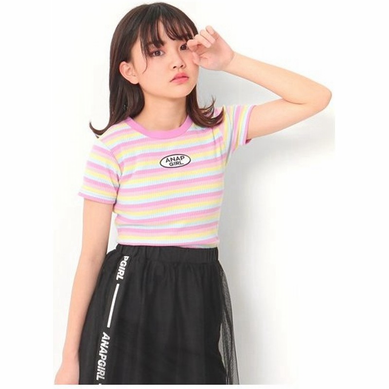 マルチボーダーテレコリブトップス アナップガール Anap Girl ガール トップス キッズ女の子 ティーン ホ 通販 Lineポイント最大0 5 Get Lineショッピング