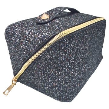 西格傢飾 閃亮亮韓系貴婦風琴化妝包 晶鑽黑  25 x 12 x 11cm 柄高5cm