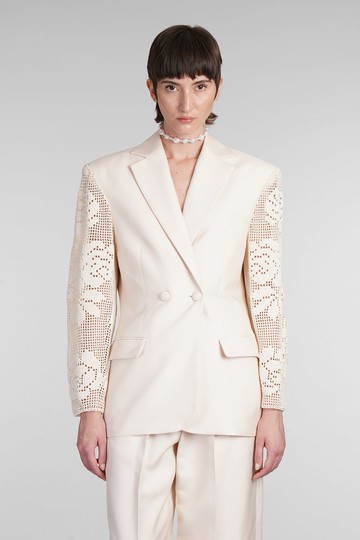Magda Butrym Blazer In Beige Silk
