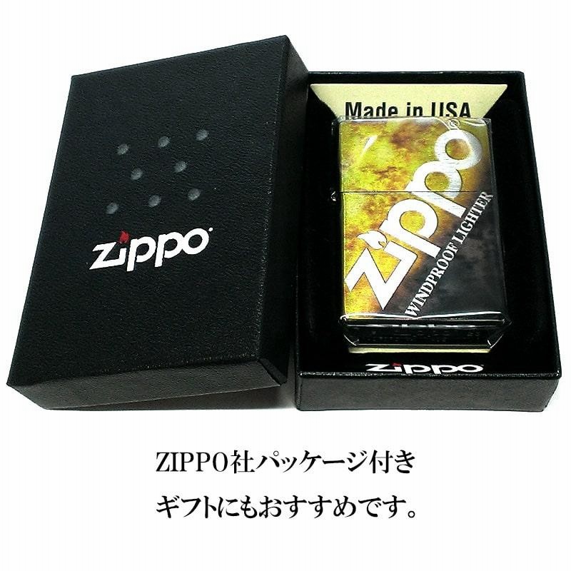 ZIPPO ライター グラデーション ジッポ ロゴ ゴールド ブラック