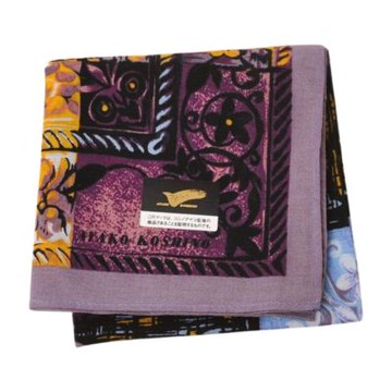 AYAKO KOSHINO 小篠綾子設計師品牌經典圖騰字母LOGO帕巾(紫/黃/藍系/45CM)