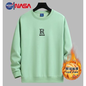 NASA潮牌百搭秋冬款圓領衛衣男女加絨套頭情侶寬松ins上衣服外套