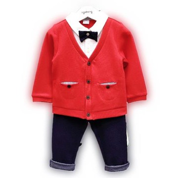 韓國春秋長袖休閑男童領結